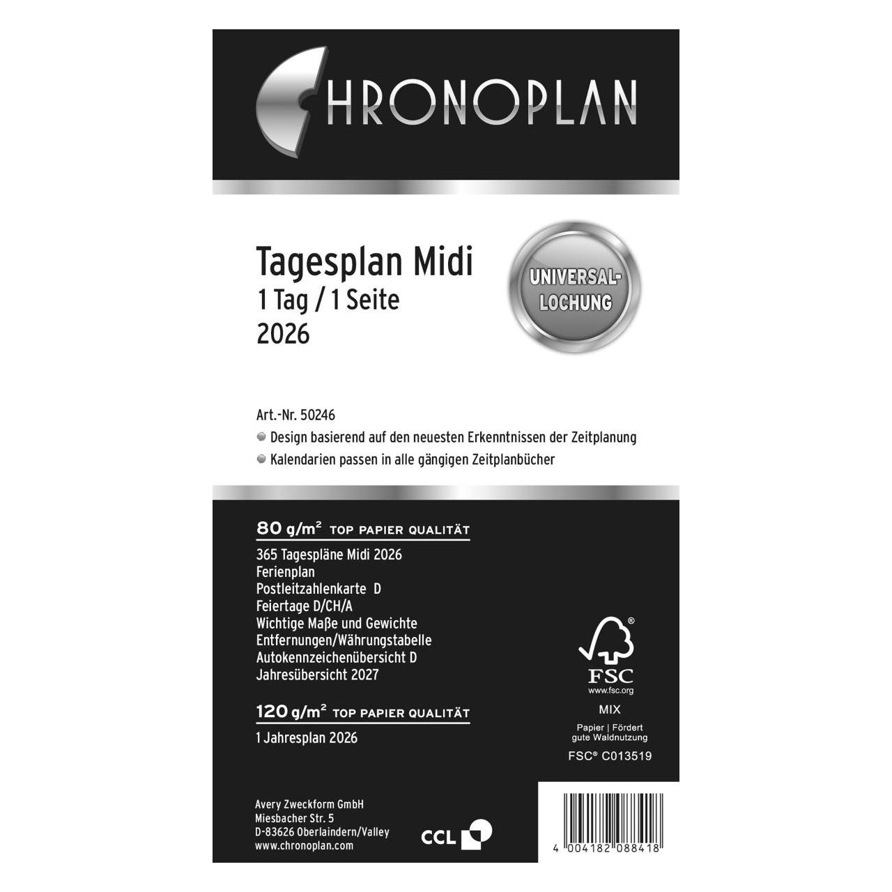 Chronoplan Brieftaschenplaner (MIDI, 1 Tag / 1 Seite) (50246)