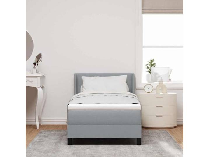 KTHLBRH Boxspringbett hellgrau 190 x 90 cm mit Kopfteil Modernes Design, gepolsterter Stoff, robuste Struktur, perfekt für Schlafzimmer