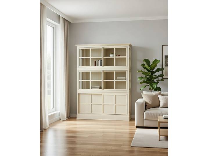 Vitrine 191 x 220 x 49cm Blanc/Beige/Beige clair