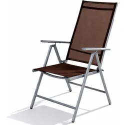 Mojawo, Gartenstühle, Garten Klappstuhl Aluminium - Textilen Silbergrau/Schokobraun