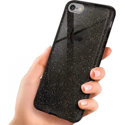 iPhone 6s Hülle Glitzer Schwarz – ONEFLOW Glitter Case, 3in1 Silikon, Funkelnd, Stoßfest, Dünn, Glamour-Black