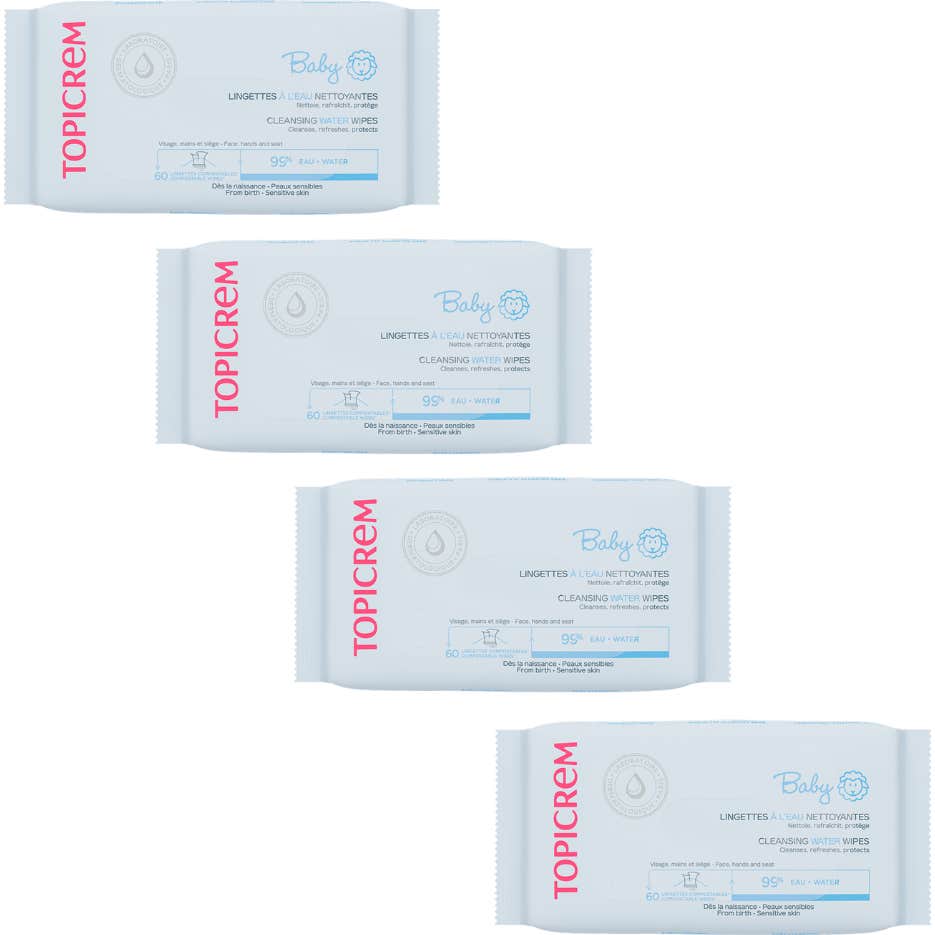 Topicrem Pack Baby Toallitas Limpiadoras Agua 4x60 uds