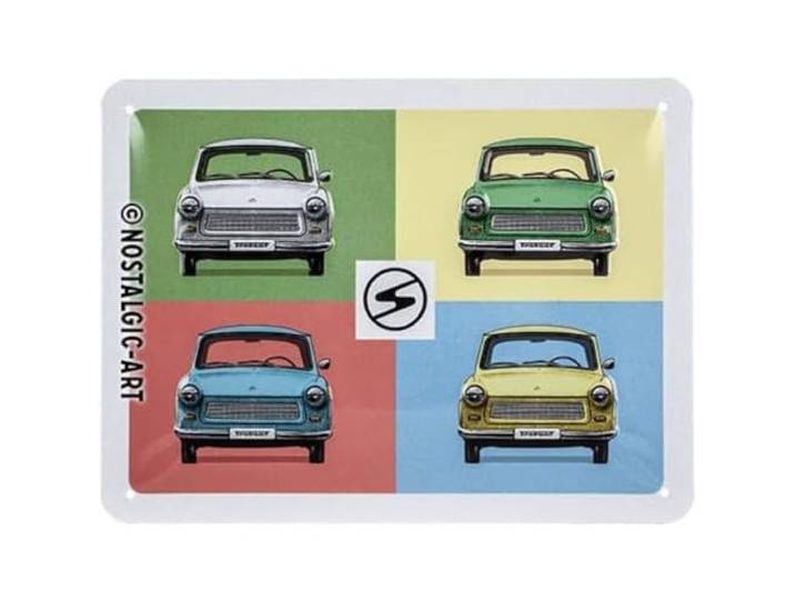 Nostalgic-Art Metalen Retro Bord, Trabant – Pop Art – Souvenir & geschenkidee, van metaal, Vintage ontwerp voor decoratie, 15 x 20 cm