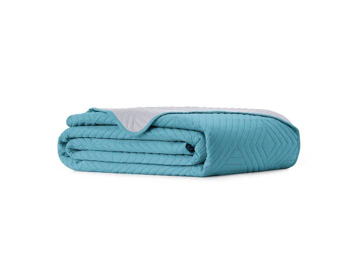Couverture 200 x 220cm Bleu/Gris/Gris/Bleu clair Microfibre
