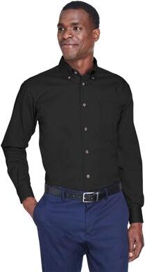 Harriton M500 Men's Easy Blend Twill Shirt in Black size 6XL   Cotton/Polyester