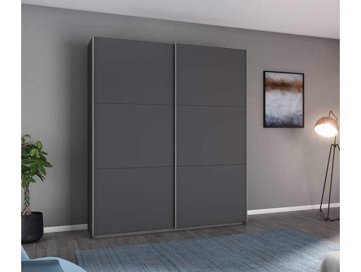 Schwebetürenschrank RAUCH AURELIO Kleiderschrank Garderobe , grau (graumetallic), B:175cm H:210cm T:59cm, Holzwerkstoff, Schränke, Schwebetürenschrank, 3 verschiedene Ausstattungsvarianten Griffe aus Metall MADE IN GERMANY