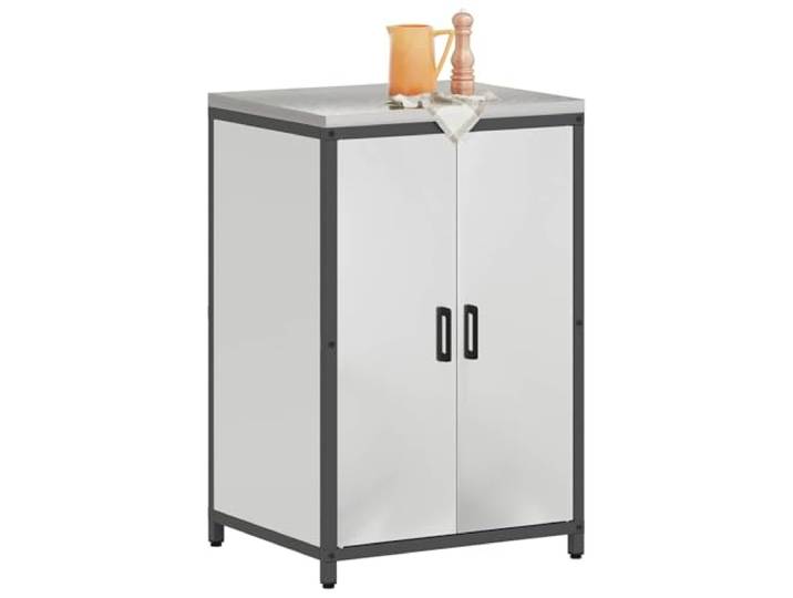 KTHLBRH Hattem Küchenschrank Silber 60 x 50 x 92 cm Stahl 2 Türen, einfache Montage, modernes Design, geeignet für den Außenbereich, Regalböden aus Paneelen
