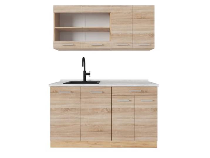 Vicco Single küche R-Line, Sonoma/Goldkraft Eiche, 140 cm
