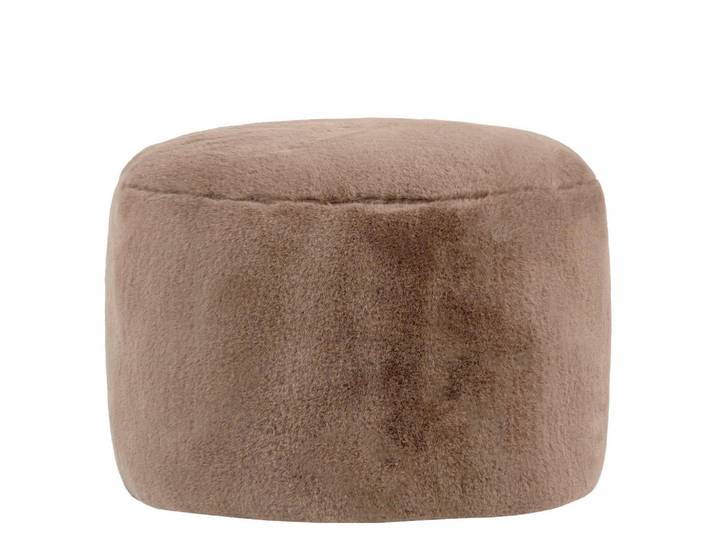 icon Sitzpouf Milano Kaninchenkunstfell, Mokka, Rund, 55x35x55 cm, Wohnzimmer, Sessel, Hocker & Hockerbänke, Poufs