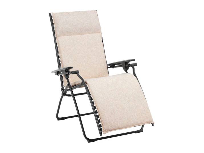 Fauteuil relax matelassé zéro gravité en acier beige l85xl71xh114