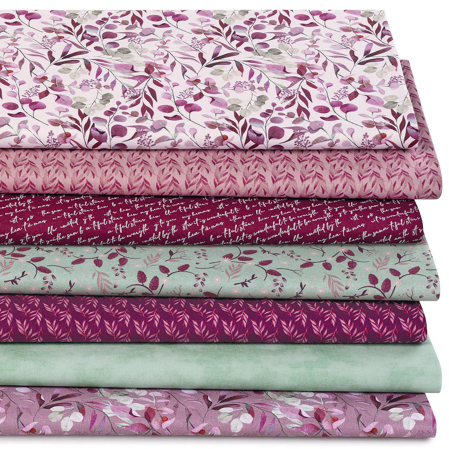 Patchwork- und Quiltpaket "Eukalyptus", beere-color