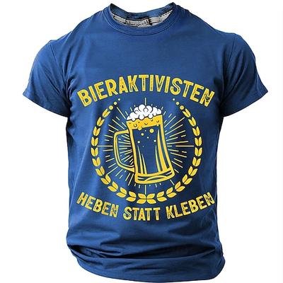 Herren Kurzarm-Graphic-T-Shirt Bier-Aktivisten 'Heben statt kleben' lustiges deutsches Lifestyle-Tee