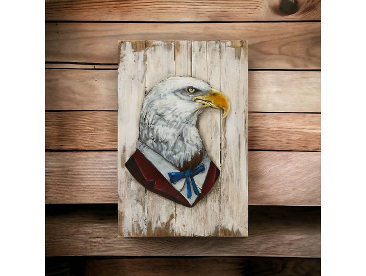 Tableau Relief Mr Aigle en Bois et Métal