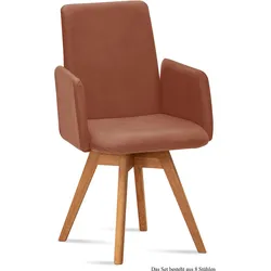 ARMLEHNSTUHL drehbar (8er-Set) Donny 52x92x60 Eiche geölt/Cognac