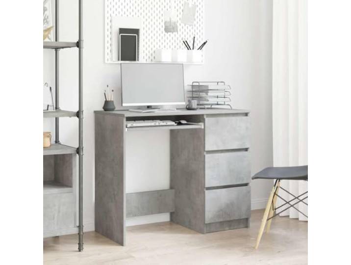GPWERSDF Schreibtisch Betongrau 90x45x76 cm Holzwerkstoff mit Schublade Mit Schublade, Holzwerkstoff, pflegeleicht, platzsparend, für Büro und Jugendzimmer, einfacher Aufbau