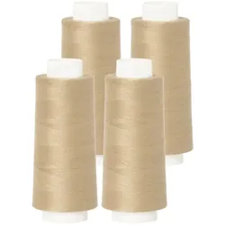 buttinette Overlockgarn im 4er-Pack, Stärke 120, 2500m-Spule, beige