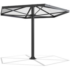 WSM Personenunterstand Regensburg 640, anthrazit, aus Metall, offen, 395 x 345cm (B/T), für 9 Personen