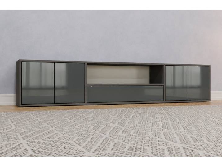 TV-Board nach Maß - RAL 7011 Eisengrau - 46x228x35cm - Individuell konfigurieren