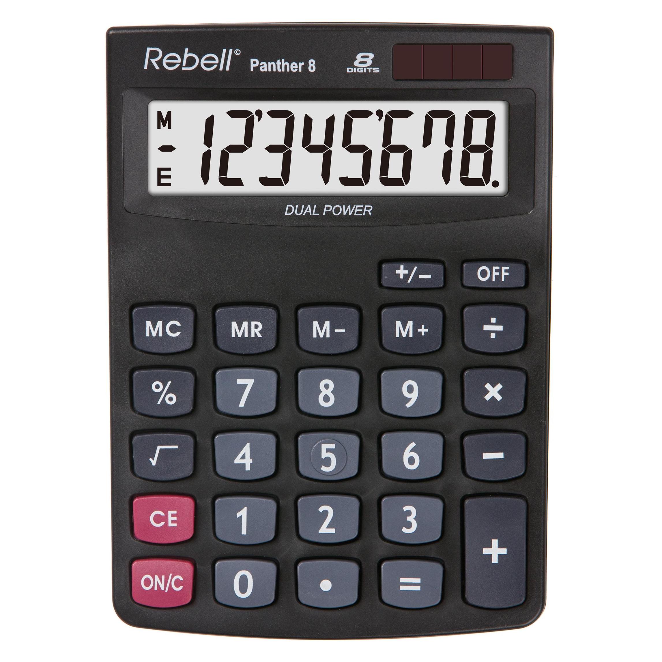 Rebell Panther Calculator 8 (Batteriebetrieb, Solarenergie) (8595179504258)
