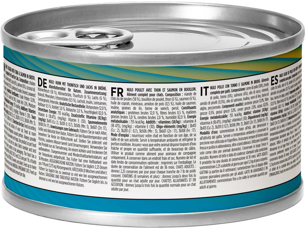 Nulo Cat Real Shreds Lattina Multipack 12x79G POLLO CON TONNO E SALMONE