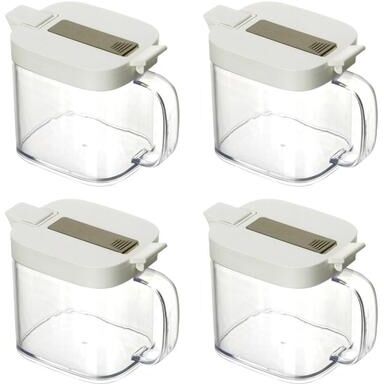 YBM Home Clear Condiment Canisters Pots with Lids and Spoons