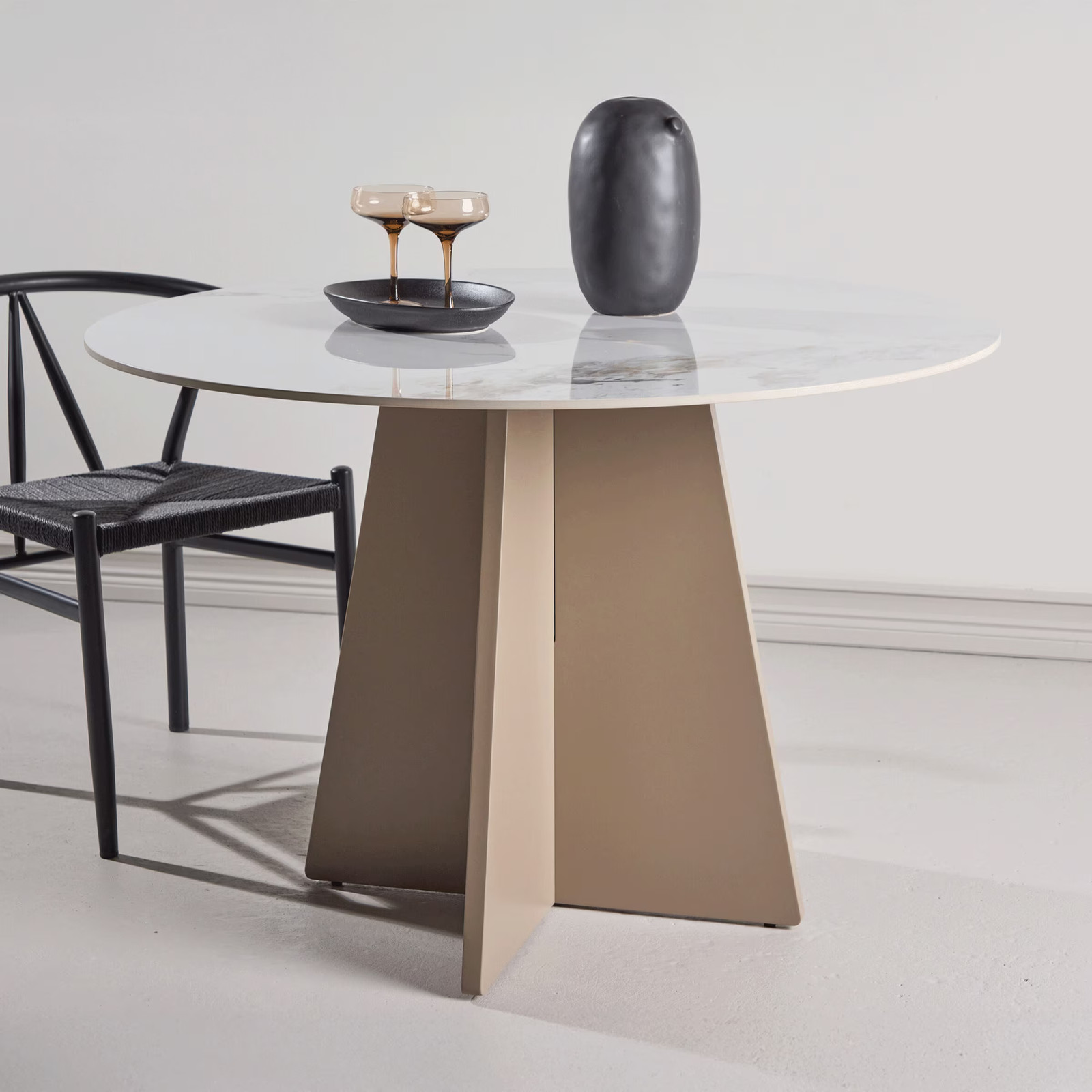 Nohr Ronde Eettafel Cynthiaann Marmerlook Beige Diameter: 110 cm