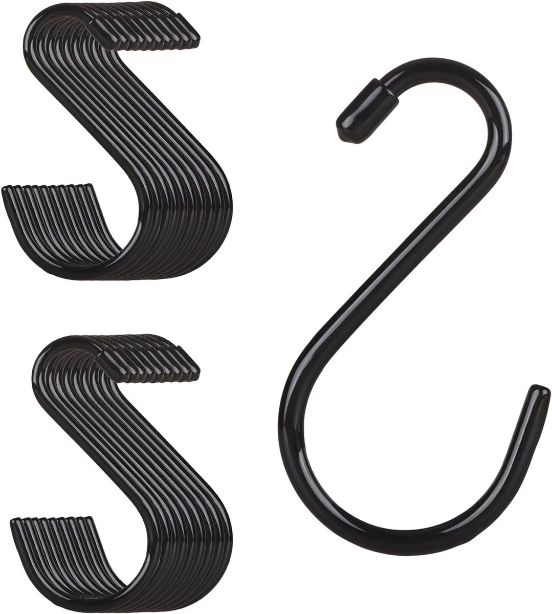 20x Zwarte S-Haken 15cm - Sterke RVS Ophanghaken voor Keuken, Garage en Tuin - Max. 30kg Draagvermogen