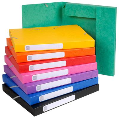 Exacompta Exacompta, Archivbox Cartobox, flach geliefert, Rücken 25mm aus Colorspan-Karton, mit 3 Klappen und Gummizug, 25x33cm für DIN A4