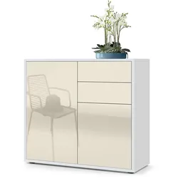 KOMMODE Ben Front in Creme Hochglanz