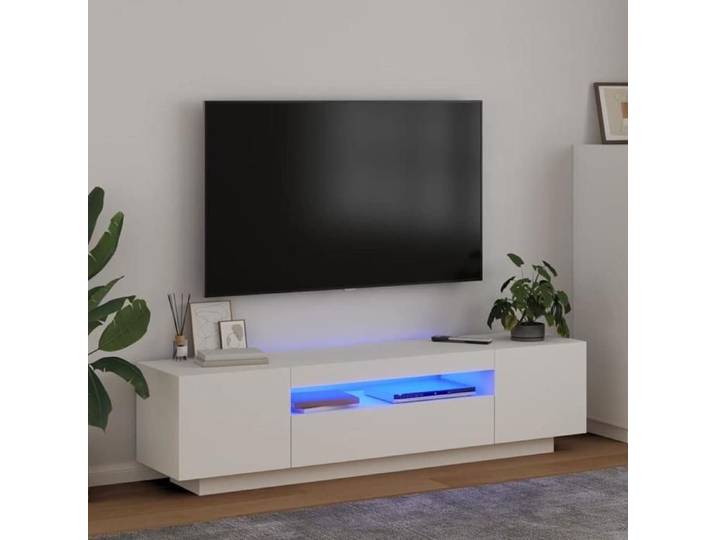 TV Stand with LED Lights White 63 x13.8 x15.7