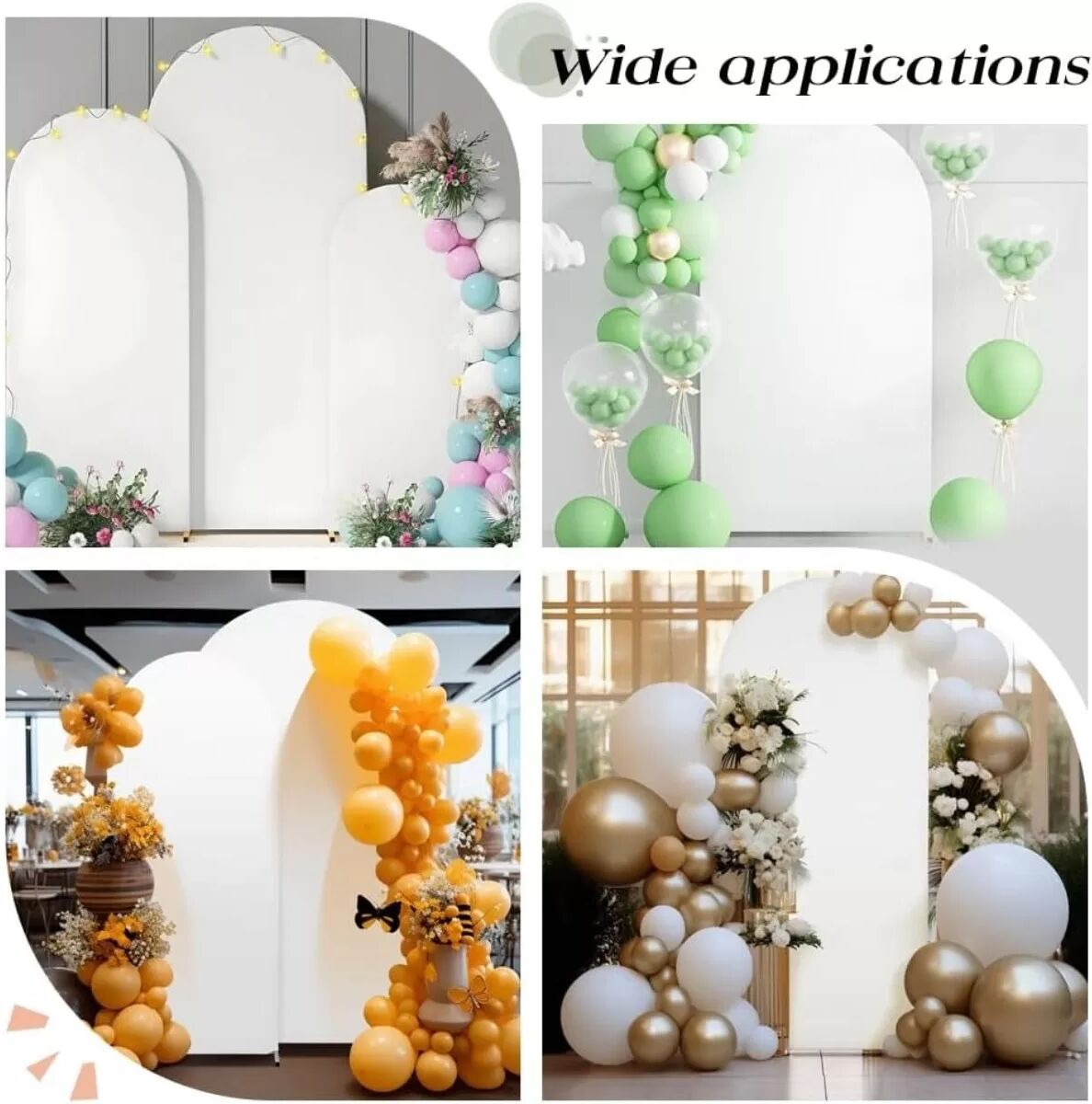 INF Housse d'arche en U Blanche 220x120cm - Parfaite pour Mariages, Fêtes & Décors de Photographie