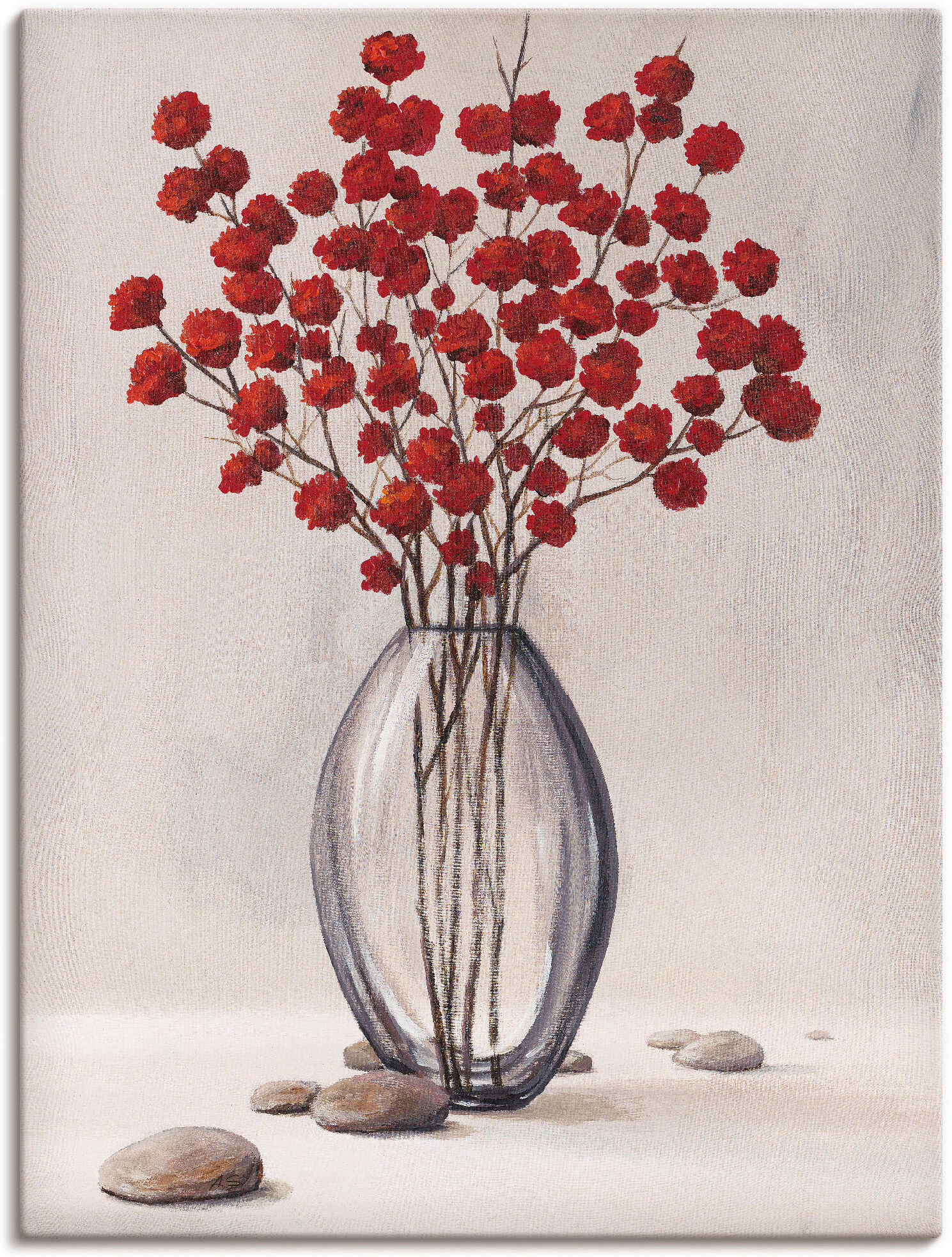 Leinwandbild ARTLAND "Dekorative rote Herbstblumen", beige (farbe bild(er): naturfarben), B:30cm H:40cm, Bilder, Leinwandbild, auf Holzrahmen gespannt farbe bild(er): naturfarben B/H/T: 30cm x 40cm, Leinwandbild Blumenbilder Hochformat, 1 Stk.