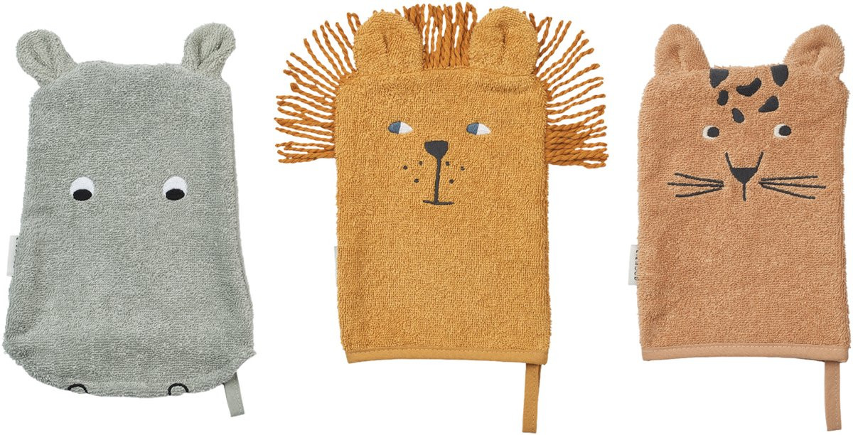 Liewood Sylvester Washhandjes - 3 stuks - Safari Mix