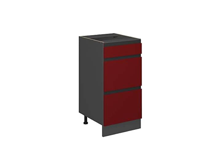 Vicco Küchenunterschrank R-Line, Rot, 40 cm 3 Schubladen · Ohne Arbeitsplatte · Höhenverst. Füße · Leichter Zugriff · Frei kombinierbar