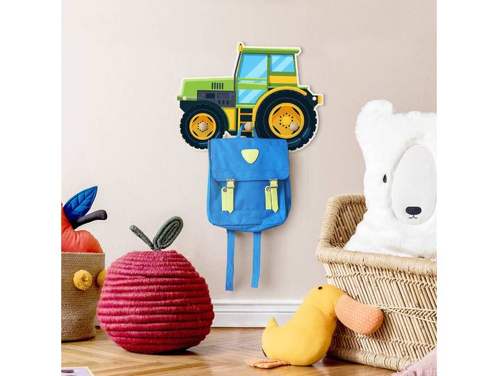 Patère enfants Tracteur vert 40 x 30 x 1cm Vert/Jaune
