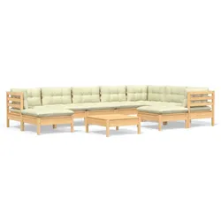 Helloshop26 - Gartenmöbelset 10-teilig mit Kissen cremefarben Kiefernholz massiv 02_0015019