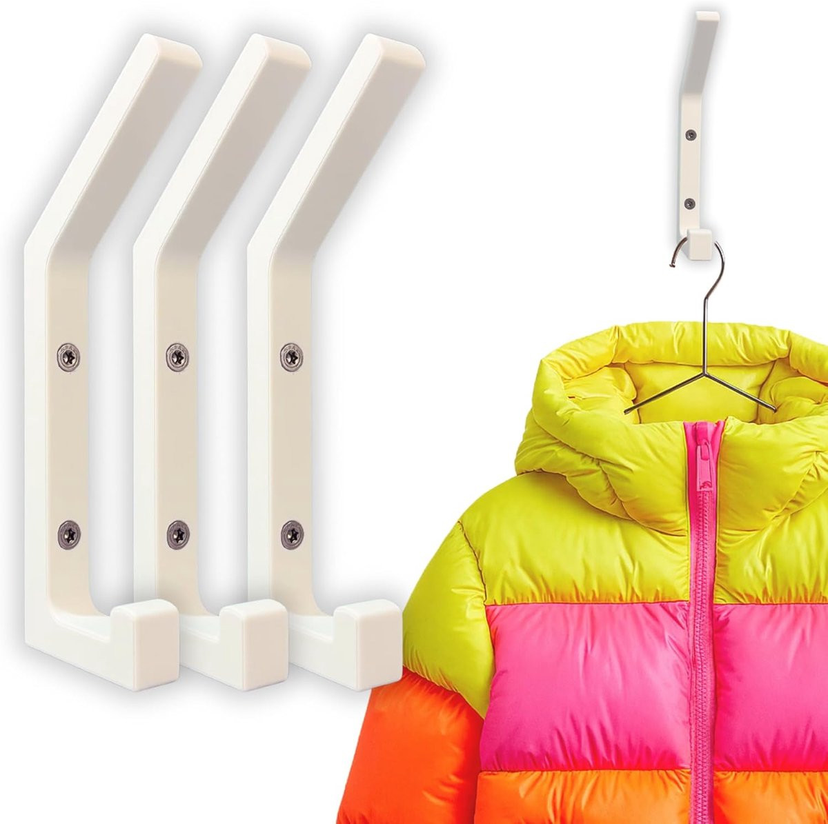 Witte wandhaken voor kleding en hal opbergen van Puur Design, breedte: 1,5 cm