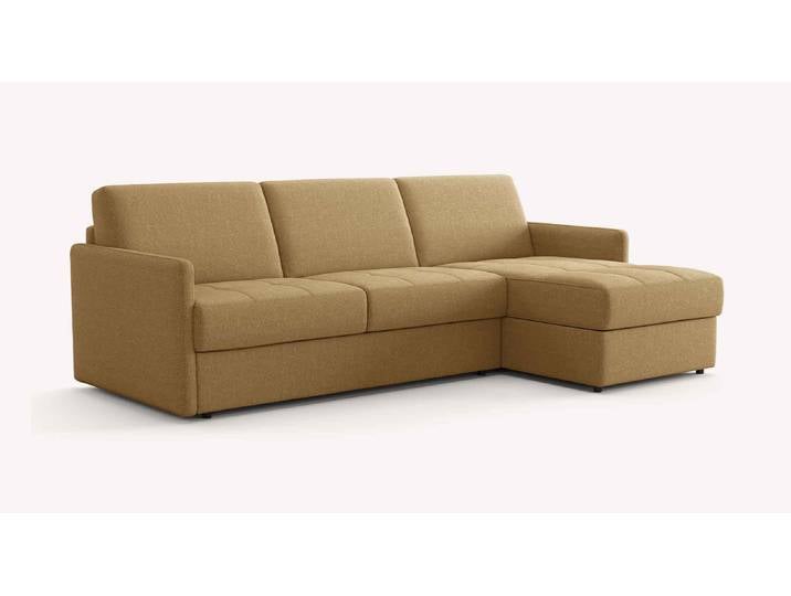 Canapé convertible Tissu MARLON Angle - Jaune - Couchage 140x190