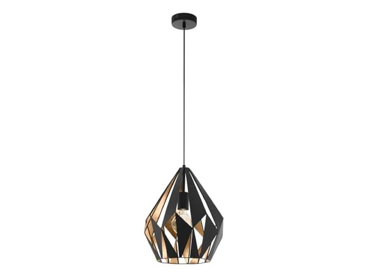 Eglo Lustre CARLTON 1\, 1 suspension à flamme vintage\, lampe suspendue rétro en acier\, couleur : noir\, or\, douille : E27\, Ø 31 cm