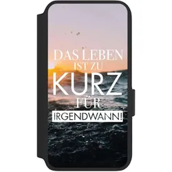 Nivocase Klapphülle für Samsung Galaxy S22 Handyhülle aus Kunst Leder NIVOflip schwarz Meer Statement (Samsung Galaxy S22), Smartphone Hülle, Schwarz