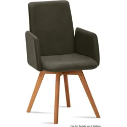ARMLEHNSTUHL (4er-Set) Dilys 52x92x60 Eiche geölt/Khaki