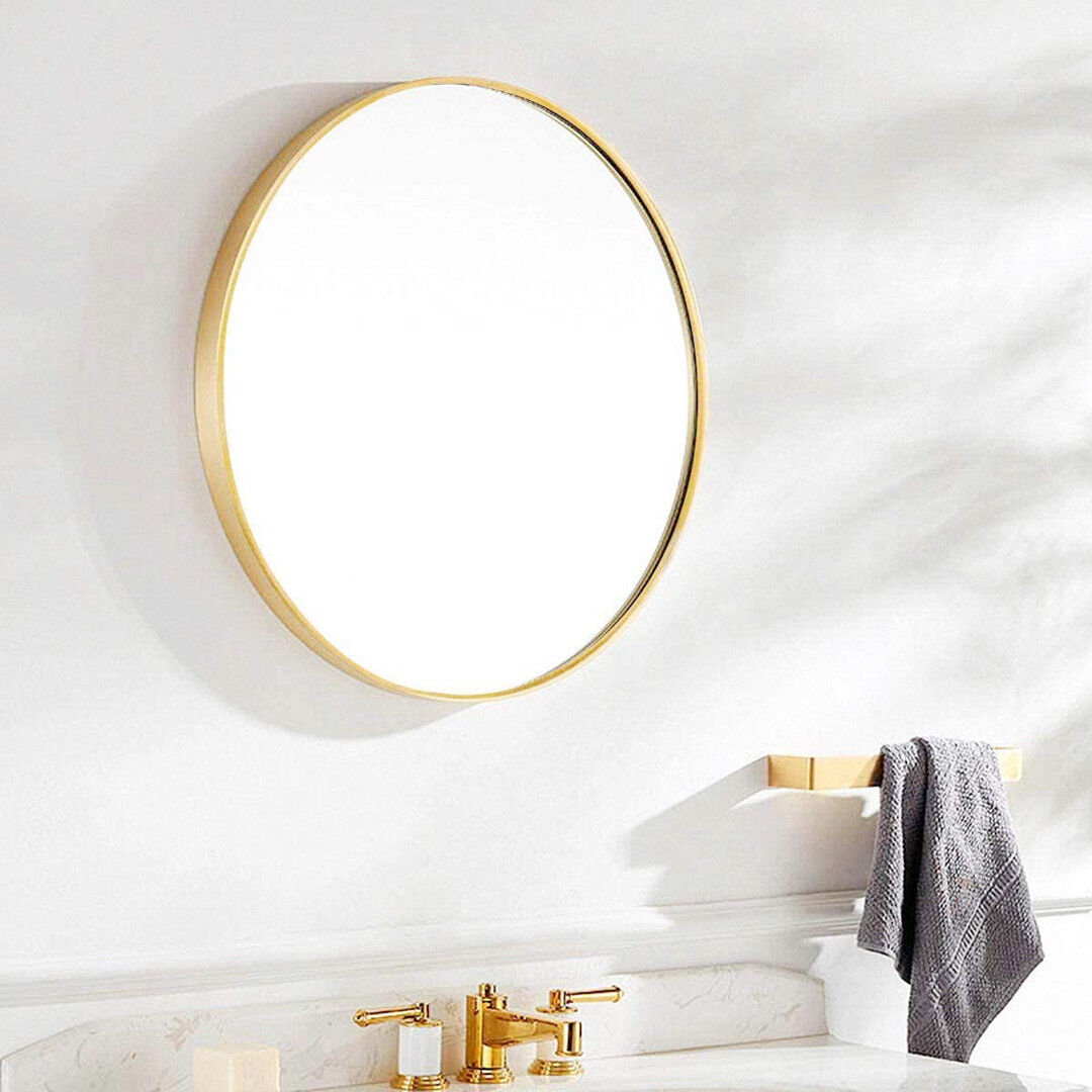 Etta Avenue Alexei Flat Wall Vanity Mirror Gold 50.50cm H x 50.50cm W x 4cm D