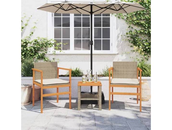 Chaises de jardin coussins lot de 2(Adolescent/adulte) Siège de Terrasse arrière-cour beige résine tressée bois - Taille totale:55