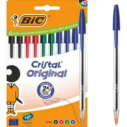 BIC® Cristal Original Kugelschreiber transparent 0.4 mm Schreibfarbe: Mehrfarbig