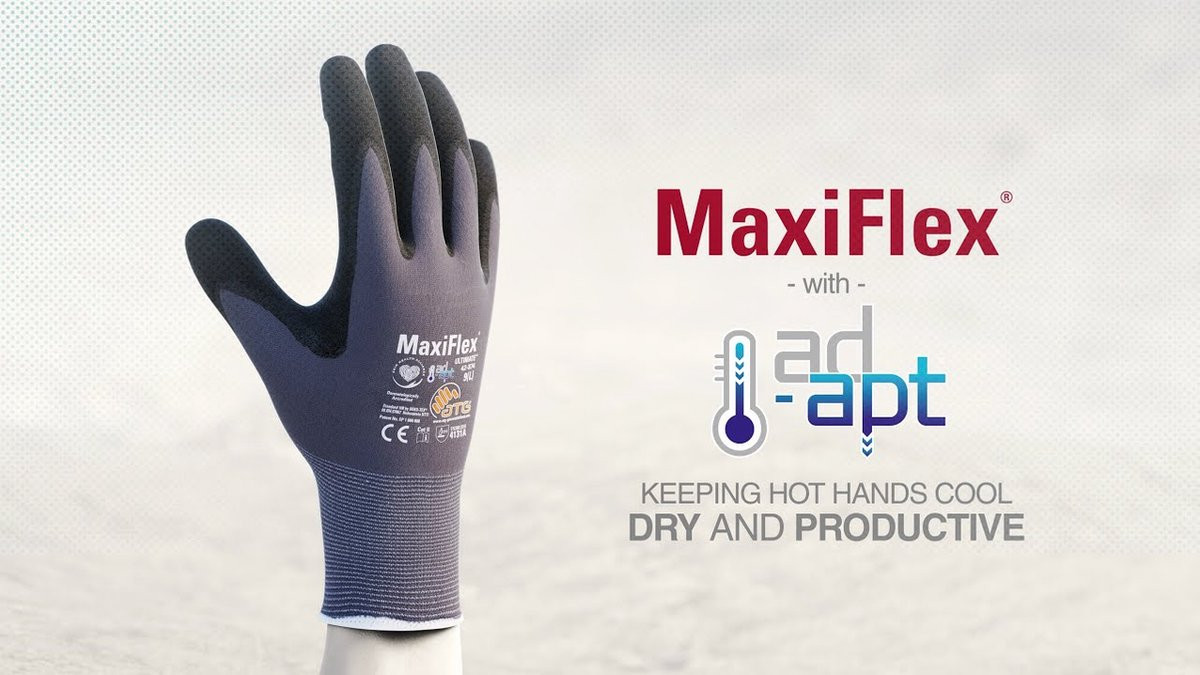 ATG MaxiFlex Ultimate AD-APT montagehandschoenen, 12 paar, Grijs/Zwart, Maat XL/10
