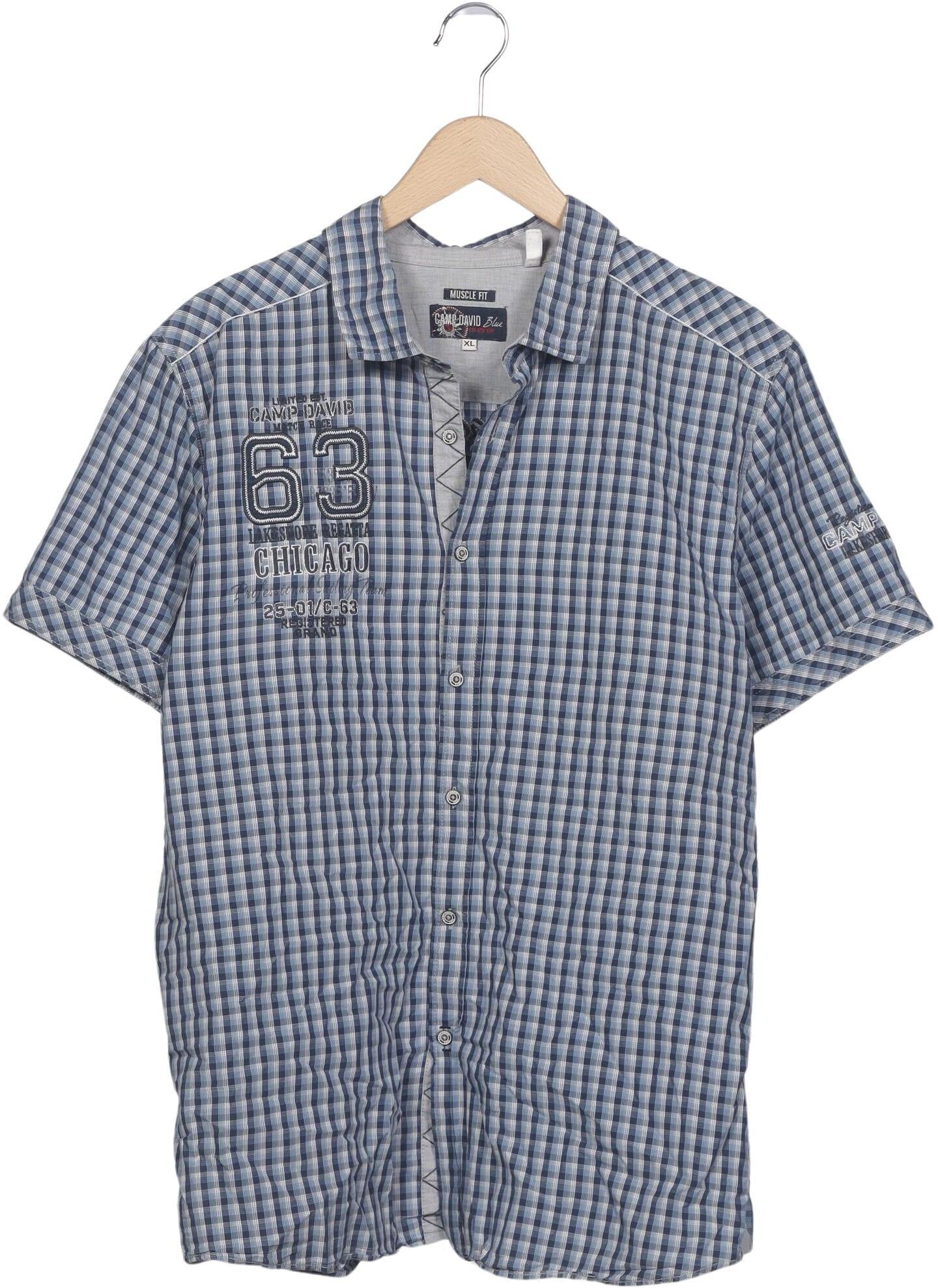 Camp David Herren Hemd, Blau, Gr. XL, Baumwolle - Second Hand