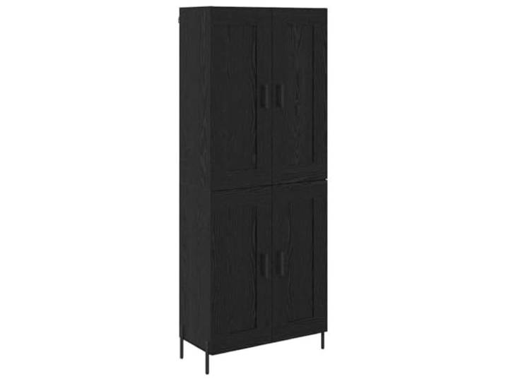HGFDVCMR Highboard 2er Set Schwarz Eichen-Optik Holzwerkstoff 69,5x34x180 Zweitüriger Mehrzweckschrank für Wohnzimmer und Flur mit verstellbaren Einlegeböden und stabilen Metallbeinen in Schwarz.