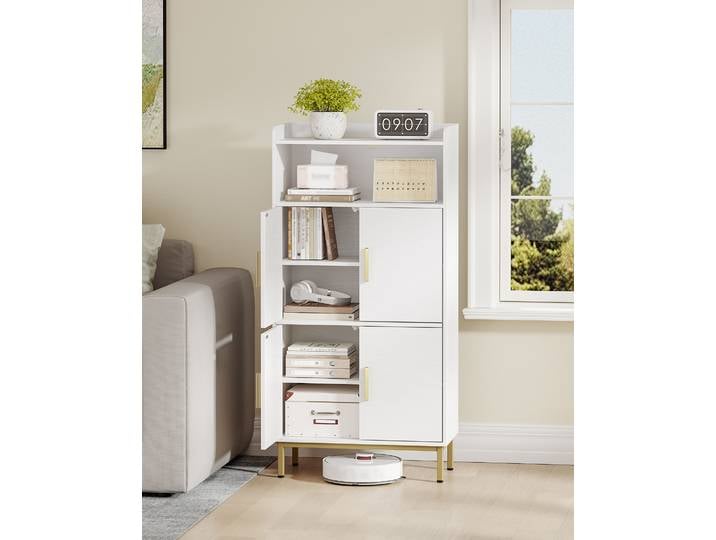 Armoire de rangement pour salle de bain, armoire de rangement autoportante avec étagères réglables, unité de rangement en bois, gain de place