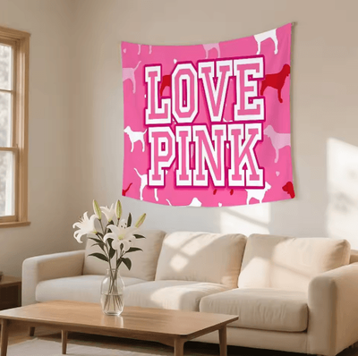 Inspire Picks BlushLove Pink LOVE Tapestry Romantic Wall Hanging For Cozy Bedroom Decor 3 70x115cm