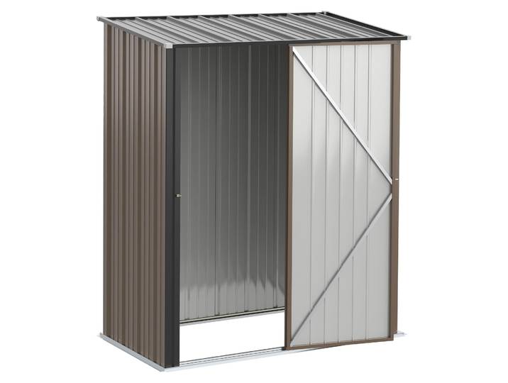 Outsunny Gerätehaus mit Pultdach 1,34 m² Metall Gartenhaus Geräteschuppen Stahl